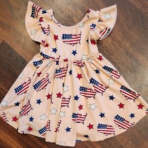 Pink Kids 12-24m Dress with Star and Stripe Design